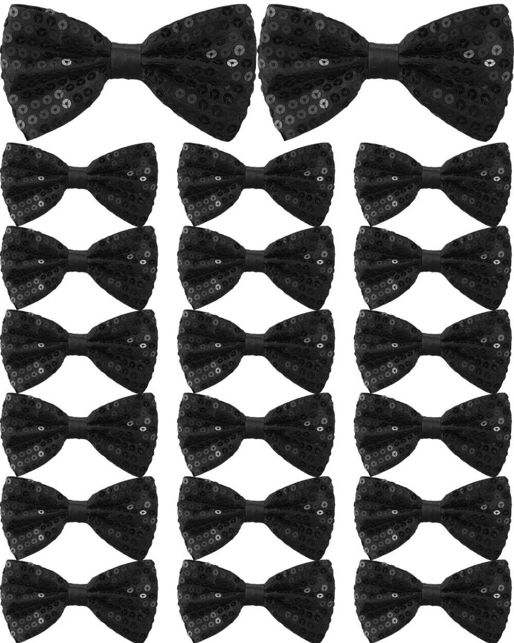 4491 24 Pcs 's Sequin Bow Ties Pre Tied Sparkle Sequin Banded Double Layer